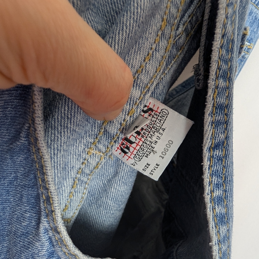 Vintage 90s Guess Denim Overall Dress Jean Pinafore Mini - Picture 10 of 12